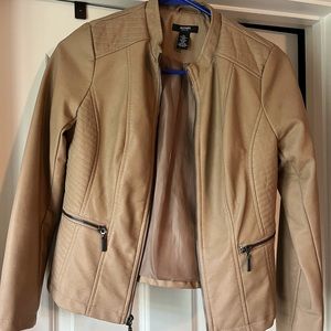 Camel Color Faux Leather Moro Jacket